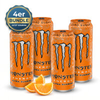 Bundle 4x Monster Energy Ultra Sunrise 473 ml – Orange & Zitrus – Zuckerfreier Energy Drink aus den USA