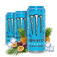 Monster Energy Ultra Blue Hawaiian 473 ml – Tropischer Fruchtgeschmack – Zuckerfreier Energy Drink aus den USA