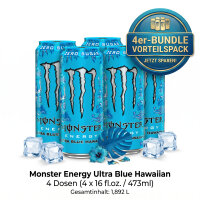 Bundle 4x Monster Energy Ultra Blue Hawaiian 473 ml...