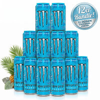 Bundle 12x Monster Energy Ultra Blue Hawaiian 473 ml – Tropischer Fruchtgeschmack – Zuckerfreier Energy Drink aus den USA
