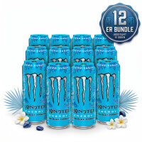 Bundle 12x Monster Energy Ultra Blue Hawaiian 473 ml – Tropischer Fruchtgeschmack – Zuckerfreier Energy Drink aus den USA