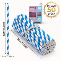 50 Zuckerwatte Stäbe 30 cm x 1 cm Blau/Weiß...