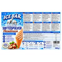 Softeis Pulver Haselnuss 1 kg IceBär für Softeismaschine 1:2,5 Mischung
