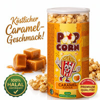 Beckys Popcorn Caramel 170 g – Süßes Knusper-Popcorn mit Karamellgeschmack | Vegan & Halal-zertifiziert | Wiederverschließbare Snackdose