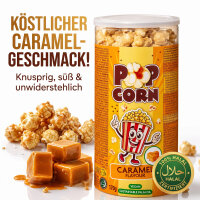 Beckys Popcorn Caramel 170 g – Süßes Knusper-Popcorn mit Karamellgeschmack | Vegan & Halal-zertifiziert | Wiederverschließbare Snackdose