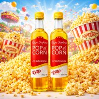 Popcorn Öl mit Buttergeschmack 1 Liter für Kino Popcorn – Hopser Funfood