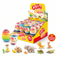 Display Komplett 18x ZURU Gumi Yum Surprise Egg Wildlife 26 g – Buntes Fruchtgummi-Überraschungsei mit Tierfigur | Peel & Reveal| Süßigkeit & Spielzeug