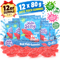 Bundle 12x JoJo Jelly Red Fish 80g Halal Fruchtgummi Rote...