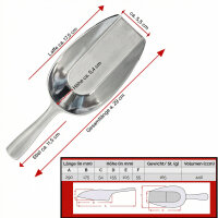 Aluminiumschaufel 375 ml 29 cm mit Laffe – Abfüllschaufel für Lebensmittel