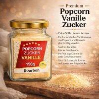 Premium Vanille Zucker 150 g Glas für Popcorn & Desserts