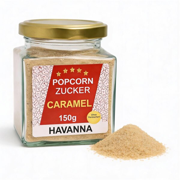 Premium Karamell Zucker 150 g Glas für Popcorn &...