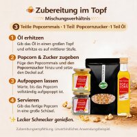 Hopser Funfood Popcorn Set Popcornmais Popcornöl Vanillezucker & Karamellzucker