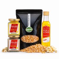 Hopser Funfood Popcorn Set – Popcornmais, Popcornöl, Vanille & Karamellzucker