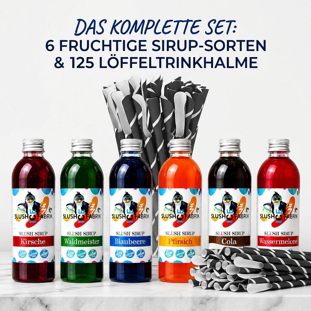 Produktbild von Cool Freeze Slush-Sirup Set – 6 × 1 Liter – Party Eisgetränk Konzentrat 1:5 – Fruchtige Vielfalt