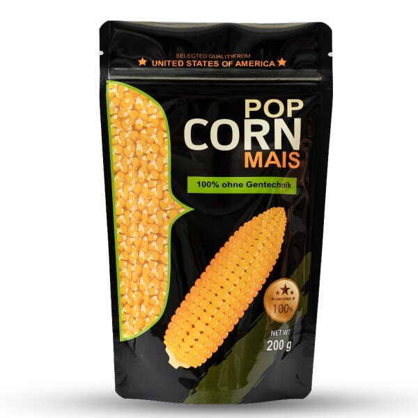 Popcorn Mais aus Amerika 200g in Aromaschutzverpackung GMO Frei für Popcornmaschine, Airpopper, Kochtopf oder Mikrowelle