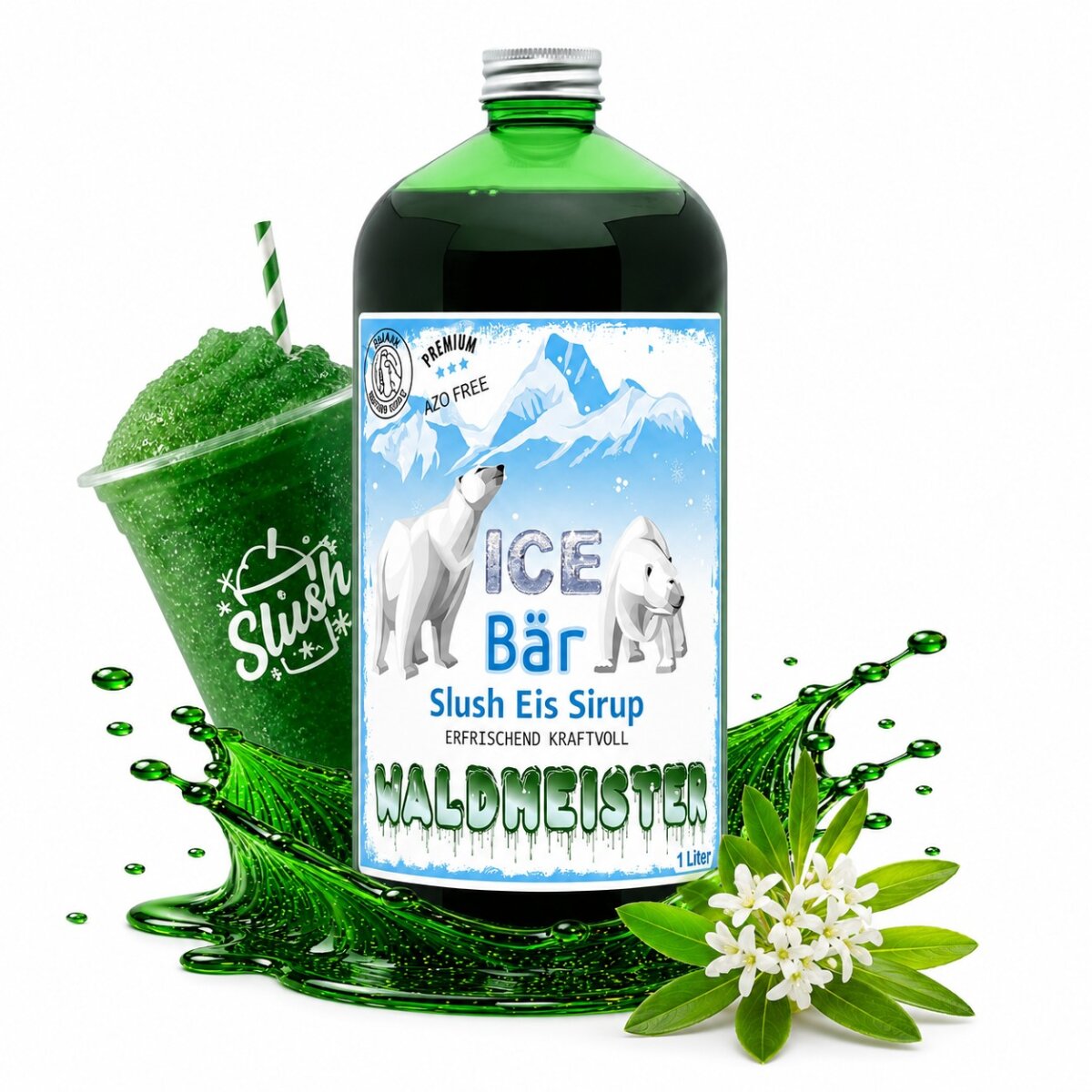 Ice Br Slush Sirup Waldmeister Geschmack 1L 1:5 AZO & glyzerinfrei