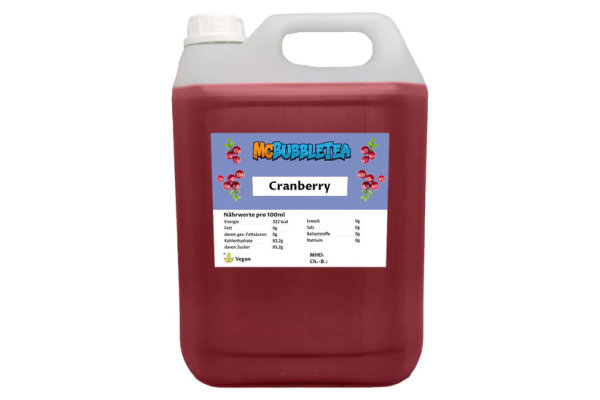 Bubble Tea Sirup 5 Liter Cranberry Infusion/ Konzentrat bis zu 100 Liter Basis Tee 1:20