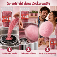 Grober Zuckerwattezucker Kirsche Rot Lila 1,5 kg Beutel für Zuckerwattevollautomaten
