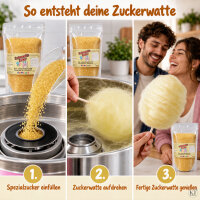 Grober Zuckerwattezucker Vanille Gelb 1,5 kg Beutel für Zuckerwattevollautomaten