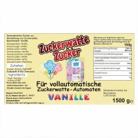 Grober Zuckerwattezucker Vanille Gelb 1,5 kg Beutel für Zuckerwattevollautomaten