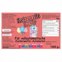 Grober Zuckerwattezucker Erdbeere Rot 1,5 kg Beutel für Zuckerwattevollautomaten