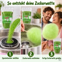 Grober Zuckerwattezucker Apfel Grün 1,5 kg Beutel für Zuckerwattevollautomaten